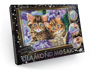 Алмазная мозаика Diamond mosaic Животные. Котята в цветах, 20х30см, Danko Toys (DM-03-05)