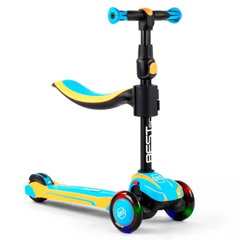 Самокат Триколісний З Колісами, що Світяться, І Сидінням Best Scooter (JS-30918)