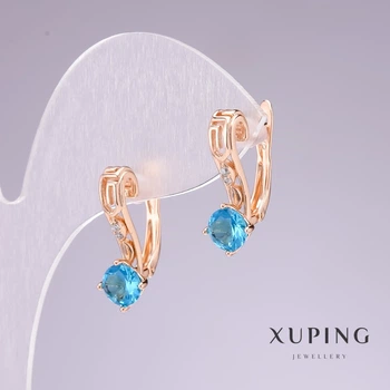 Серьги Xuping позолота 18К с голубым камнем, ida55757