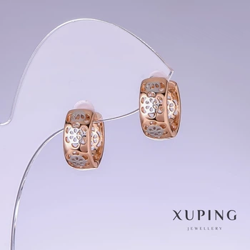 Серьги Xuping, длина 14 мм, толщина 7 мм, родий, позолота 18К, ida55378