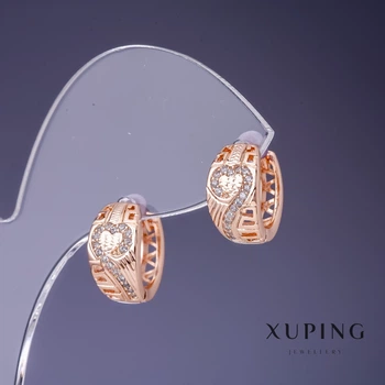 Серьги Xuping 15×8 мм «позолота 18К» с белыми стразами, ida56845