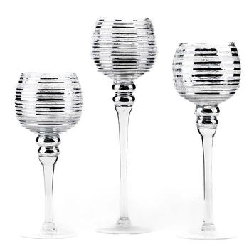 Декоративні свічники Silver spirals у наборі 3 шт 30 см 35 см 40 см