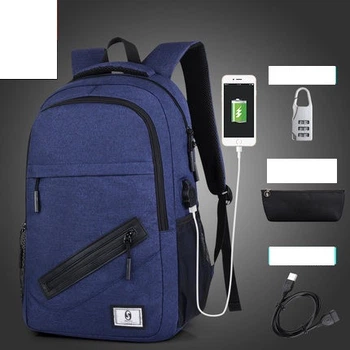 Рюкзак Senkey&Style темно-синий с кодовым замком, пеналом и с USB светящийся в темноте с скрытым карманом