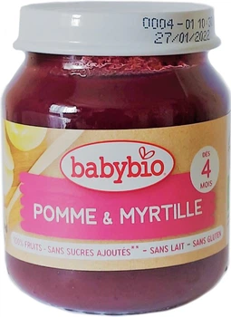 Органічне пюре Babybio з яблука та чорниці з 4 місяців 130 г (3288131500744)