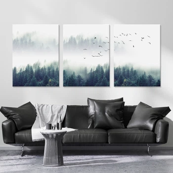 Модульная картина Холстович Forest landscape 90х40 см. Для гостиной, спальни, интерьера.