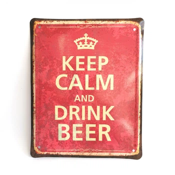 Металлическая табличка "Keep саlm and drink BEER" для декора дома, декор стен, декор комнаты
