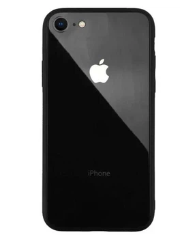 Чехол стеклянный Glass case для IPhone SE 2020 (04) Black черный
