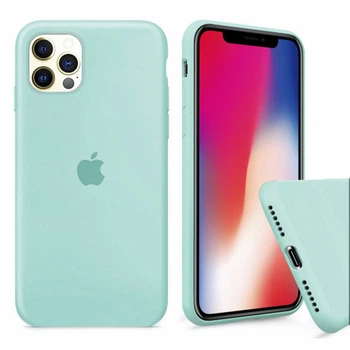 Чехол Silicone FULL case для IPhone 12 Pro max Sea Blue бирюза
