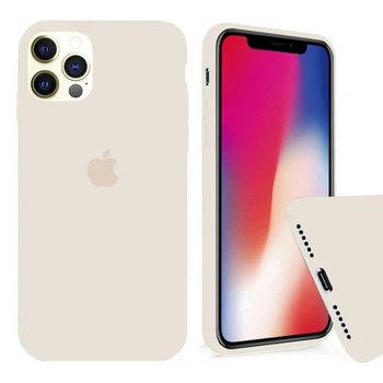 Чехол Silicone FULL case для IPhone 12 Pro max Antique white бежевый
