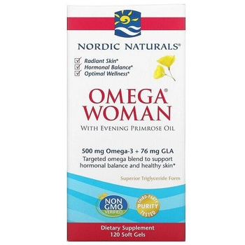 Женская омега с маслом примулы вечерней, Nordic Naturals Omega Woman 120 капсул