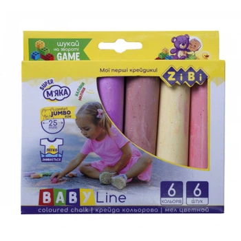 Крейда кольорова Zibi Jumbo 6шт ZB.6710-99