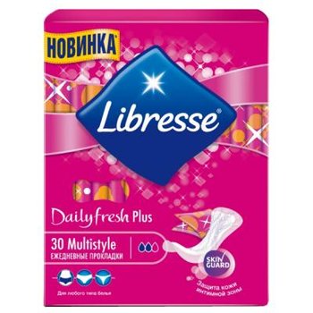 Щоденні прокладки Libresse Dailyfresh Multistyle Plus в індивідуальній упаковці 30 шт (7322540757200)