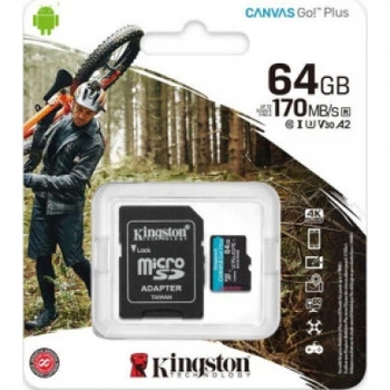 Карта пам'яті MicroSDXC 64GB UHS-I/U3 Class 10 Kingston Canvas Go! Plus