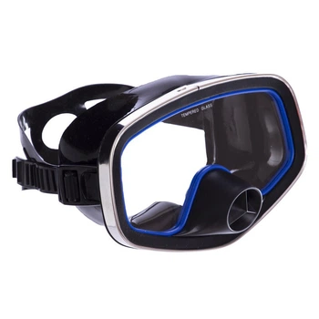 Маска для плавания c термостеклом Legend M103 Black-Blue