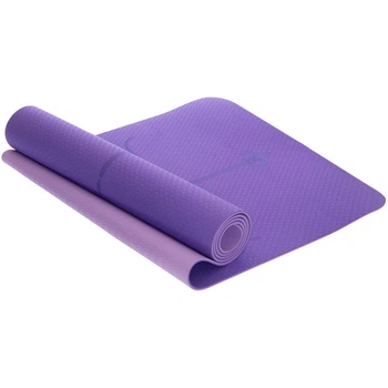 Килимок для фітнесу та йоги двошаровий з розміткою TPE Zelart 2430 6мм Violet-Pink