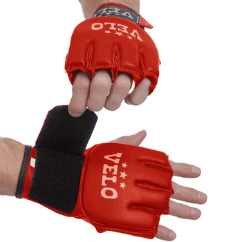 Рукавички для змішаних єдиноборств шкіряні Zelart Velo Fighter 4024 розмір XL Red