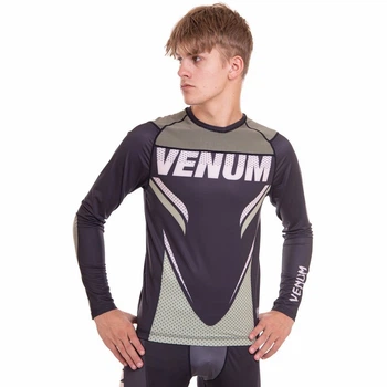 Рашгард мужской с длинным рукавом Venum Heroe 9522 размер XL (48-50) Black-Khaki