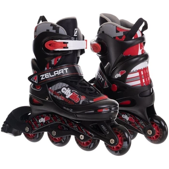 Роликовые коньки раздвижные Zelart City Life 2923 размер 30-33 Black-Red