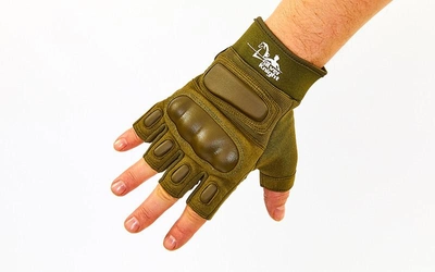 Перчатки тактические с открытыми пальцами SILVER KNIGHT 7053 XL Оливковые
