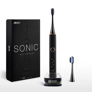 Электрическая Зубная Щетка Звуковая Seago SG998 Sonic 6 Режимов + 2 Насадки Черная