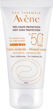 Сонцезахисний крем Avene SPF 50+ мінеральний для гіперчутливої шкіри 50 мл (3282779355773)