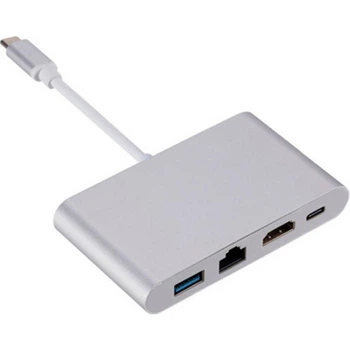 Переходник Dynamode USB3.1 Type-C to HDMI, 3хUSB3.0, RJ45, USB Type-C Female, SD/MicroSD, раз.3840x2160 (Dock-USB-TypeC-HDMI-USB3.0-RJ45)
