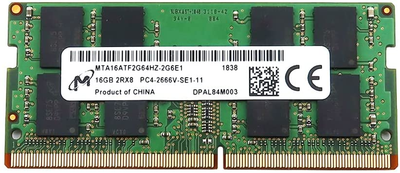 Пам'ять Micron 16GB SO-DIMM DDR4 2666 MHz (MTA16ATF2G64HZ-2G6E1)