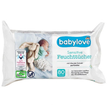 Влажные салфетки Babylove Sensitive 4уп*80 шт