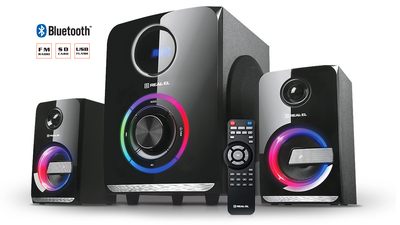 Колонки 2.1 REAL-EL M-580 black (58Вт, Bluetooth, USB, SD, FM, ДК)