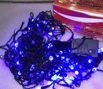 Гирлянда Бахрома (Icicle-light) шестигранная 120 LED (черный кабель) СИНЯЯ (3м)