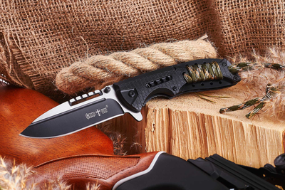 Нож тактический, складной нож карманный для рыблки, охоты, Bounce PNO-7234, черный