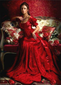 Предпросмотр вышивки «Дама в красном платье»