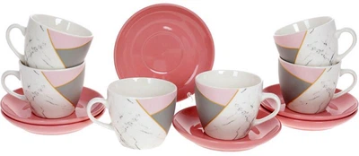 Кофейный набор на 6 персон 240мл Pink-Gray Marble