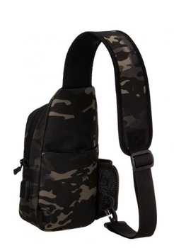 Армейская сумка рюкзак с USB портом Защитник 129-BC черный камуфляж