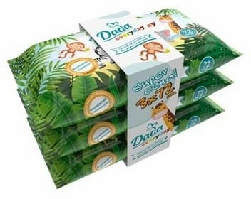 Детские влажные салфетки Dada "Everyday" с экстрактом ромашки, Box 3уп*72 шт