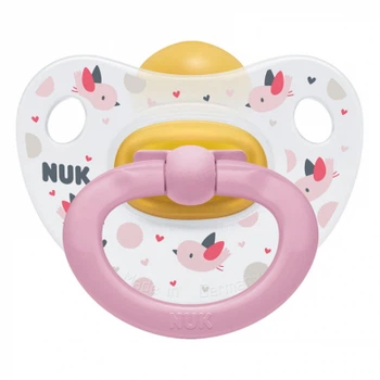 Пустышка Nuk Happy Kids Птички, 6-18 мес., розовая (3952328)