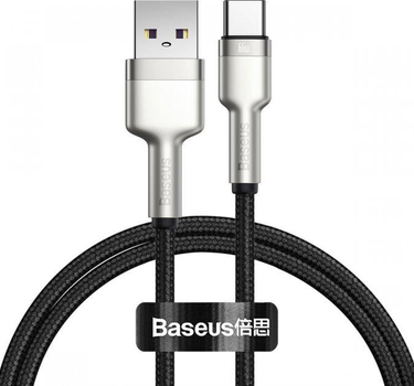 Кабель для быстрой зарядки Baseus Cafule Series Metal Data Cable USB to Type-C 66W 6A 1m Black (CAKF000101)