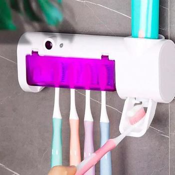 Диспенсер держатель для зубной пасты и щетки аккумуляторный со стерилизатором Multi-function Белый (D-2019090999)