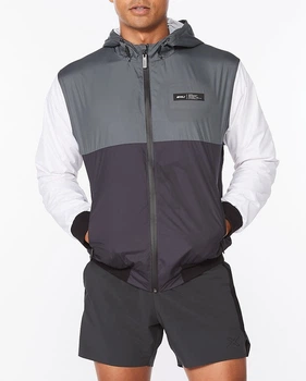 Мужская спортивная куртка 2XU, Contender Windbreaker, S, серый/черный/белый