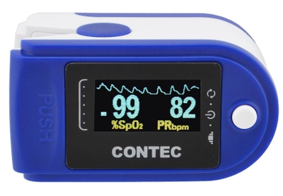 Пульсометр оксиметр на палец (пульсоксиметр) CONTEC CMS50D TFT Blue