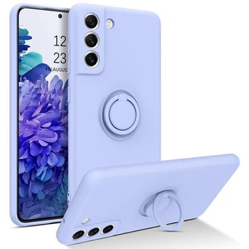 Силиконовый (TPU) чехол с кольцом Deexe Color Shell для Samsung Galaxy S21 FE (G990) - Purple