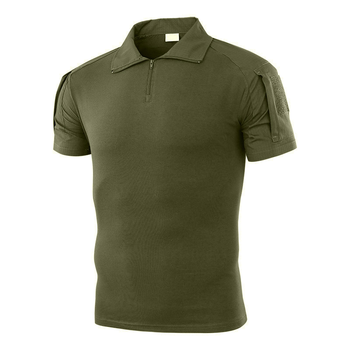 Тактическая футболка с коротким рукавом Lesko A416 Green M мужская на змейке с карманами камуфляжная убокс