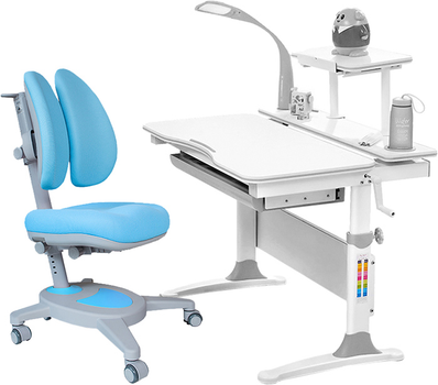 Комплект Evo-kids Evo-30 G + Y-115 KBL стол + лампа + кресло Onyx Duo Серый / Голубой