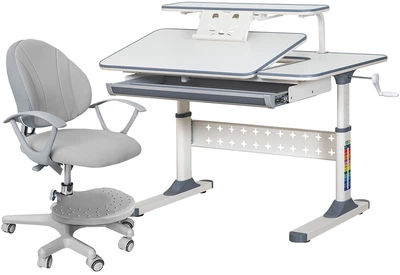 Комплект Ergokids стіл TH-320 Grey + крісло Evo-kids Mio-G Білий / Сірий (TH-320 W/G + Y-407 G)
