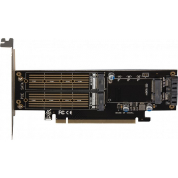 Плата расширения Frime PCI-E x16 до 2xM.2 (NVME+SATA) + 1x mSATA (ECF-PCIEtoSSD009.LP)