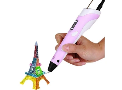 3D-ручка с дисплеем для рисования 3D Pen 2 с комплектом пластика (3 цвета) Розовая