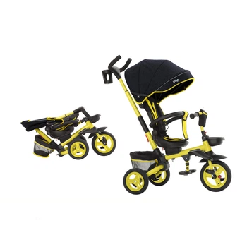 Велосипед трехколесный TILLY FLIP T-390/1 складной 360° с родительской ручкой, поворотное сиденье, велосипед-коляска от 1 года