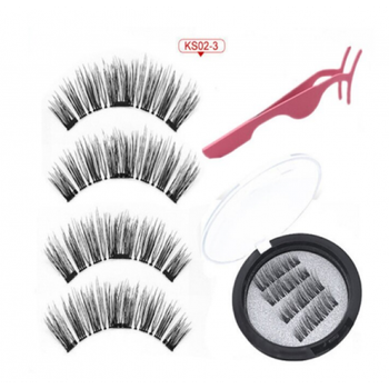 Ресницы накладные на 3 магнитах Magnetic Lashes KS02/3 магнитные + пинцет