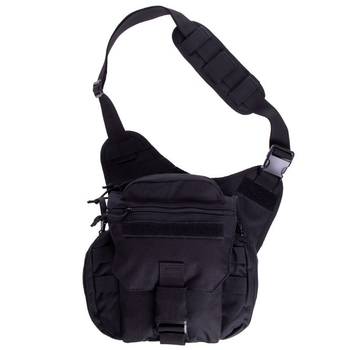 Міцна тактична військова міська сумка рюкзак через плече однолямкова для міста SILVER KNIGHT Чорна АН517