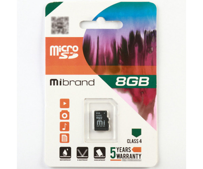 Карта пам'яті microSDHC Mibrand 8Gb class 4